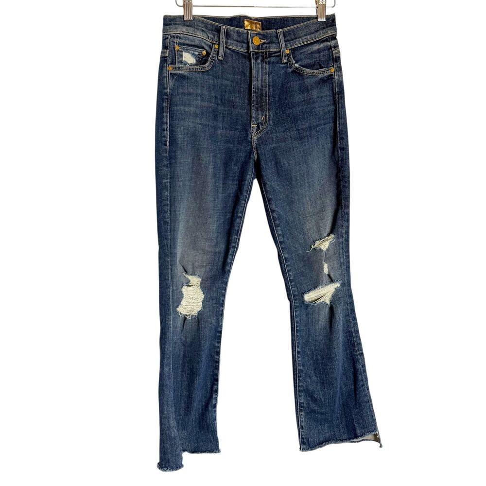 Mother Insider Crop Step Fray Distressed Wildflower Boot High Rise Jeans 26 - Picture 4 of 12